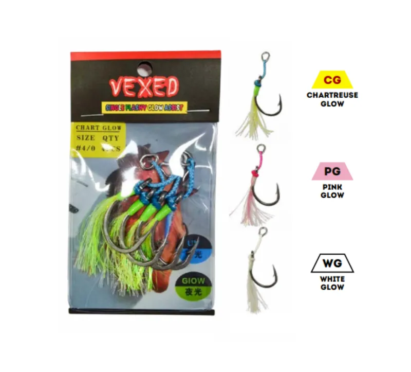 Vexed Assist Hooks|Flies>Single Flashy Assist Pink Glow