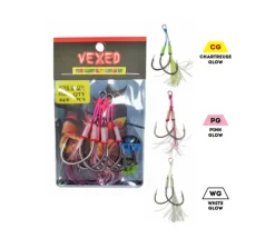 Vexed Assist Hooks|Flies>Twin Flashy Slow Assist Pink Glow